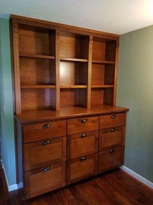 Custom alder wood master bedroom built-ins