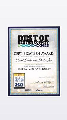 Voted Best Bankruptcy Attorney in Denton County #bestindentoncounty