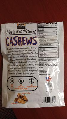 Warrell-manufactured Cashews with Cocoa Nibs