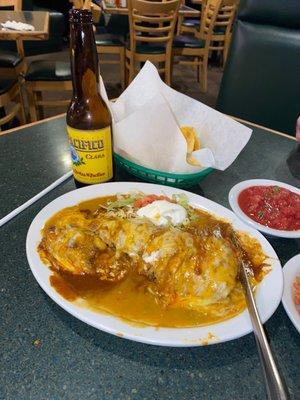 Beef and Bean smothered burrito