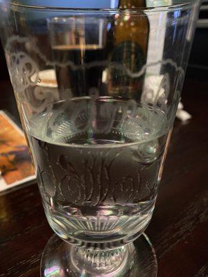 Etched water glass