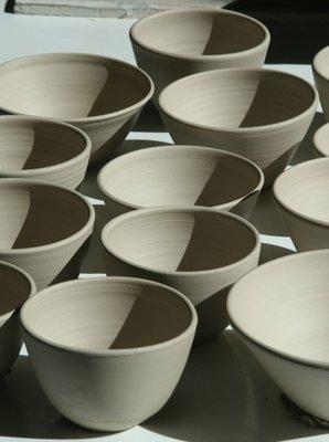 ClayFox Pottery School freshly thrown bowls