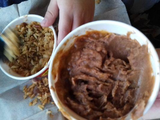 sides of beans and rice. both area good. my son is picky and he liked them!