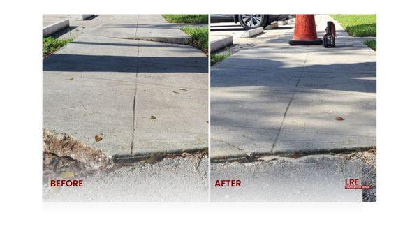 Before & after concrete leveling and repair.