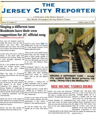 Prof. David Musial is featured in the Jersey City Reporter for winning their song writing contest for his song about Jersey City!