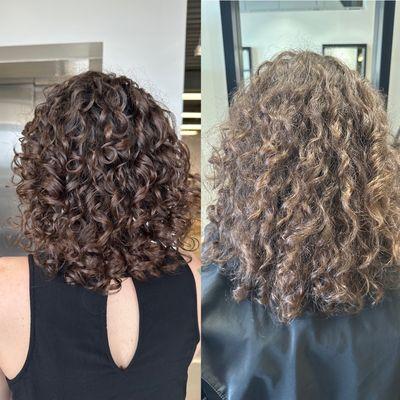 Curly cut transformation focusing on health and curl definition