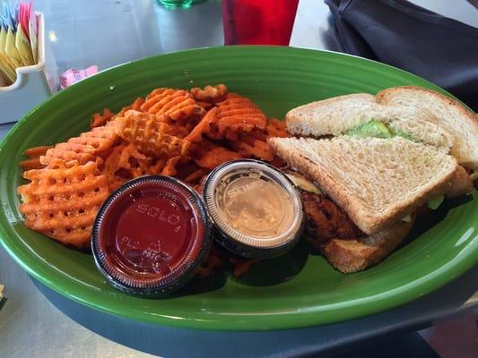 Chicken Sandwich with Sweet Potato Fries