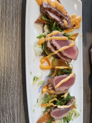 Vertical version of yellow fin tuna.