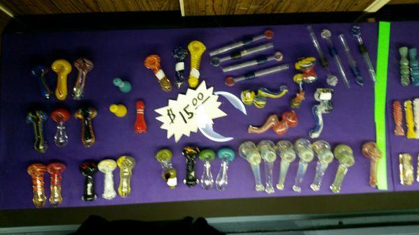 Small hand pipes, glass blunts, and more.