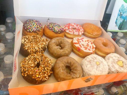 Dozen donuts. The chocolate Carmel pretzel was the best!