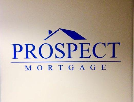 Wall lettering Prospect Mortgage in Eugene.