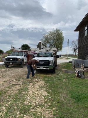 Washing our trucks daily.