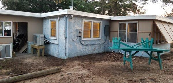 Pressure washing a 1958 cottage in KDH, NC. What a cool little house to have the opportunity to restore.