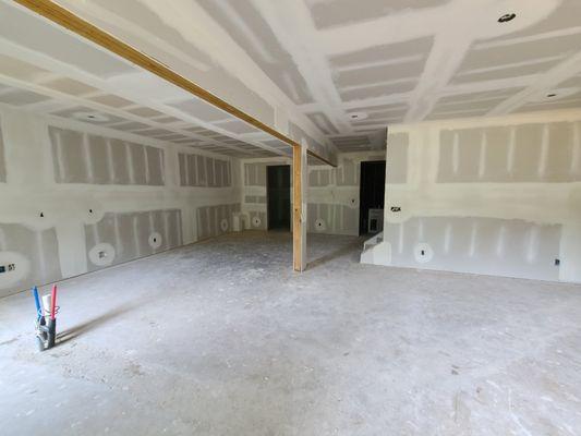 Basement project drywall and mud finish..