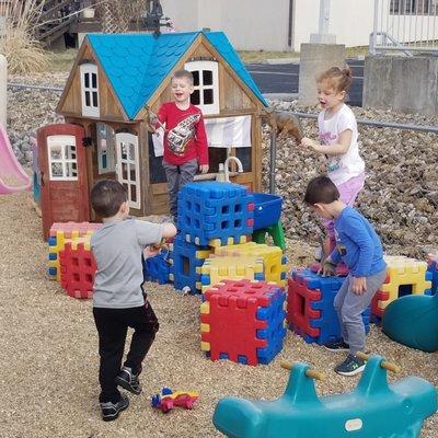 My son and classmates enjoying outside time