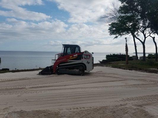 Sand volleyball court installation