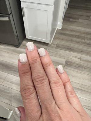 Uneven lines in polish, overlapping cuticle