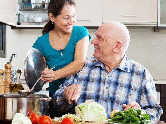 We help at home with cooking preparing meals