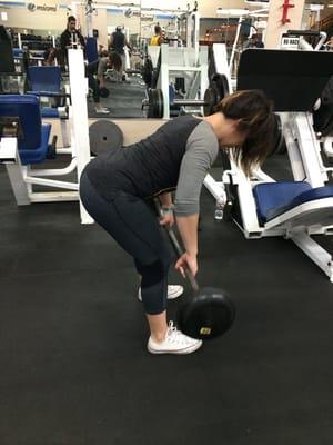 Bent over rows to target back and arms