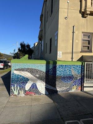 Whale Mosaic tile mural