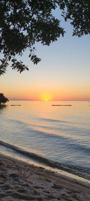 Private beach with sunset