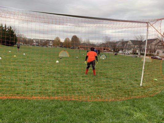 Goalkeeper training.