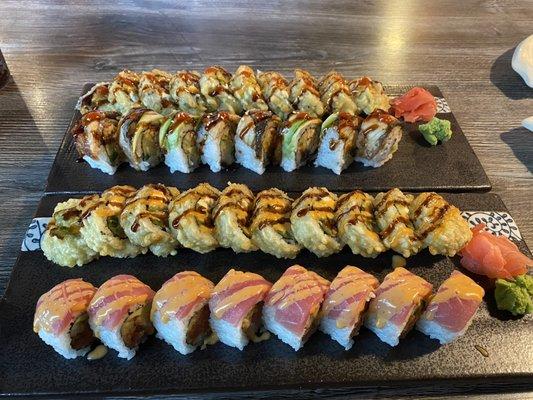 From top to bottom - Vegas Roll, Dangerous Eel, Dancing Tuna, and Tuna Lover