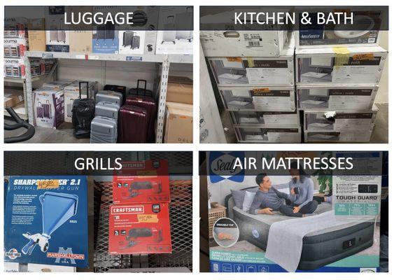 Luggage,Tools, Grills, Air mattresses