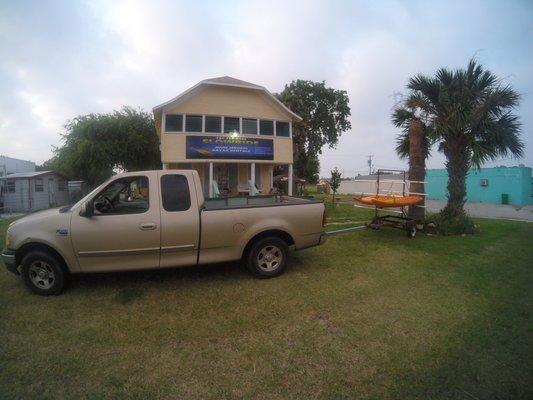 Loading up kayaks in the earlier morning for rentals.