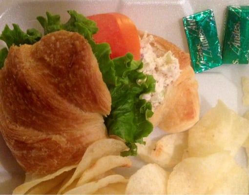 Chicken Salad Croissant with Chips and even comes with 2 Andes Mints.