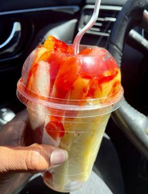 Fruit cup with chamoy, tajin, and lime