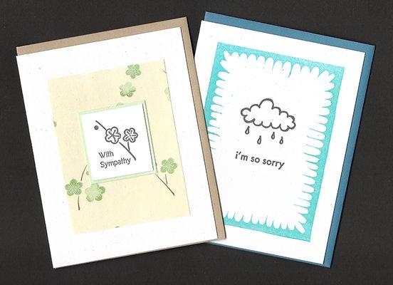 Two sympathy cards from our wholesale line, for the sorrowful or difficult times.