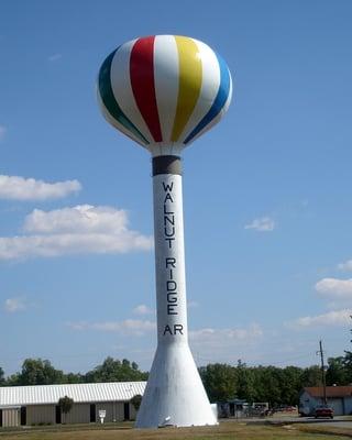 Can't find the park? It's at this tastefully painted water tower. Walnut Ridge, it's full of whimsy!