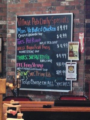 Daily specials