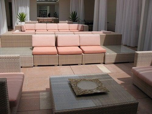 Lounge area away from the pool deck and hot sun.