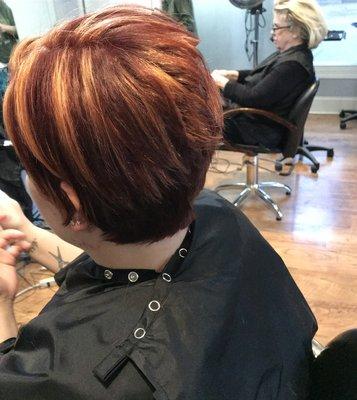 Light golden highlights with pippin' red!