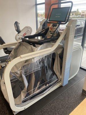 Check out the Alter G, our anti-gravity treadmill! It uses NASA technology to make you feel like you're walking on the moon!