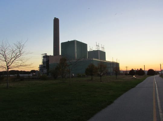 Huge power plant on the canal