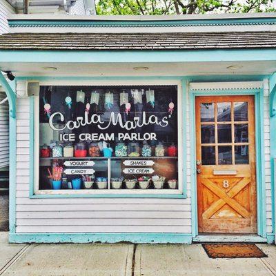 front window of candy shoppe & ice cream parlor #carlamarlasicecreamparlor