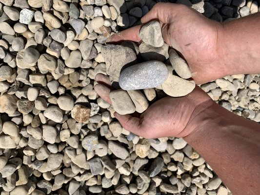 4'S RIVER ROCK Smooth earth-tone colored stones, approximately 1" - 3".  Used for decorative landscaping, walkways & driveways