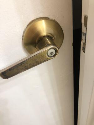 The lock on the bathroom door