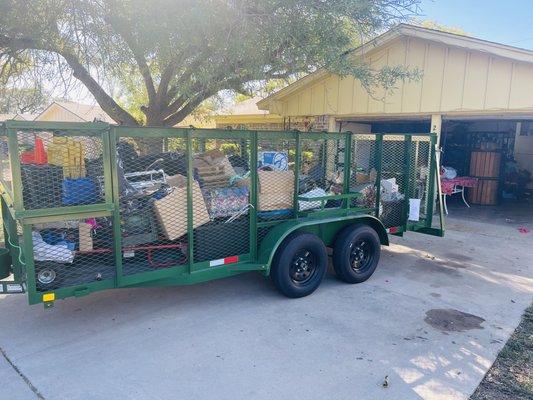 We use our green utility trailer to load up everything in one load.