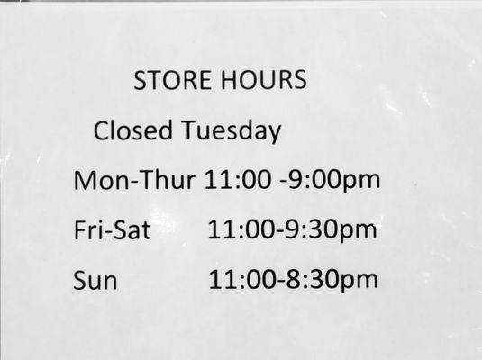 Restaurant Hours