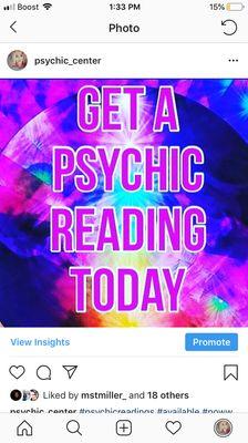 I am having a special on Instagram if you mention a Instagram you will get a extra 10% off @psychic_center