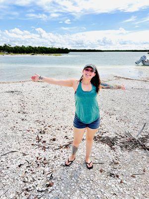 Beautiful island you stop at covered in shells