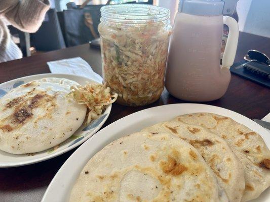 Pupusas with pickles veggies.