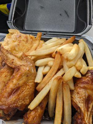 5 piece with Mac and fries. All standard but the wings could have been cooked more.