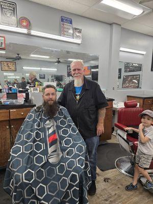 Johnny AKA brother John Pace Barber& Company taking care of business. Shalom