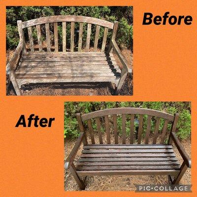 Bench: sanded added condition, stained and sealed