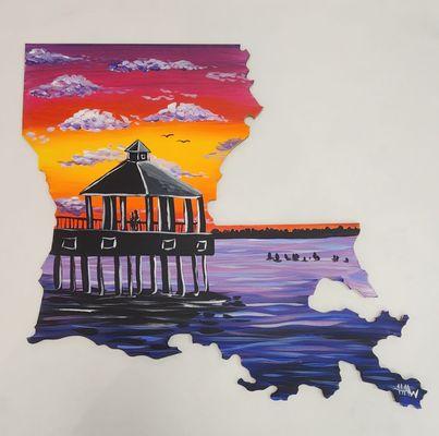 A New Louisiana cutout created by Our local artist Heather. This is sunset point!